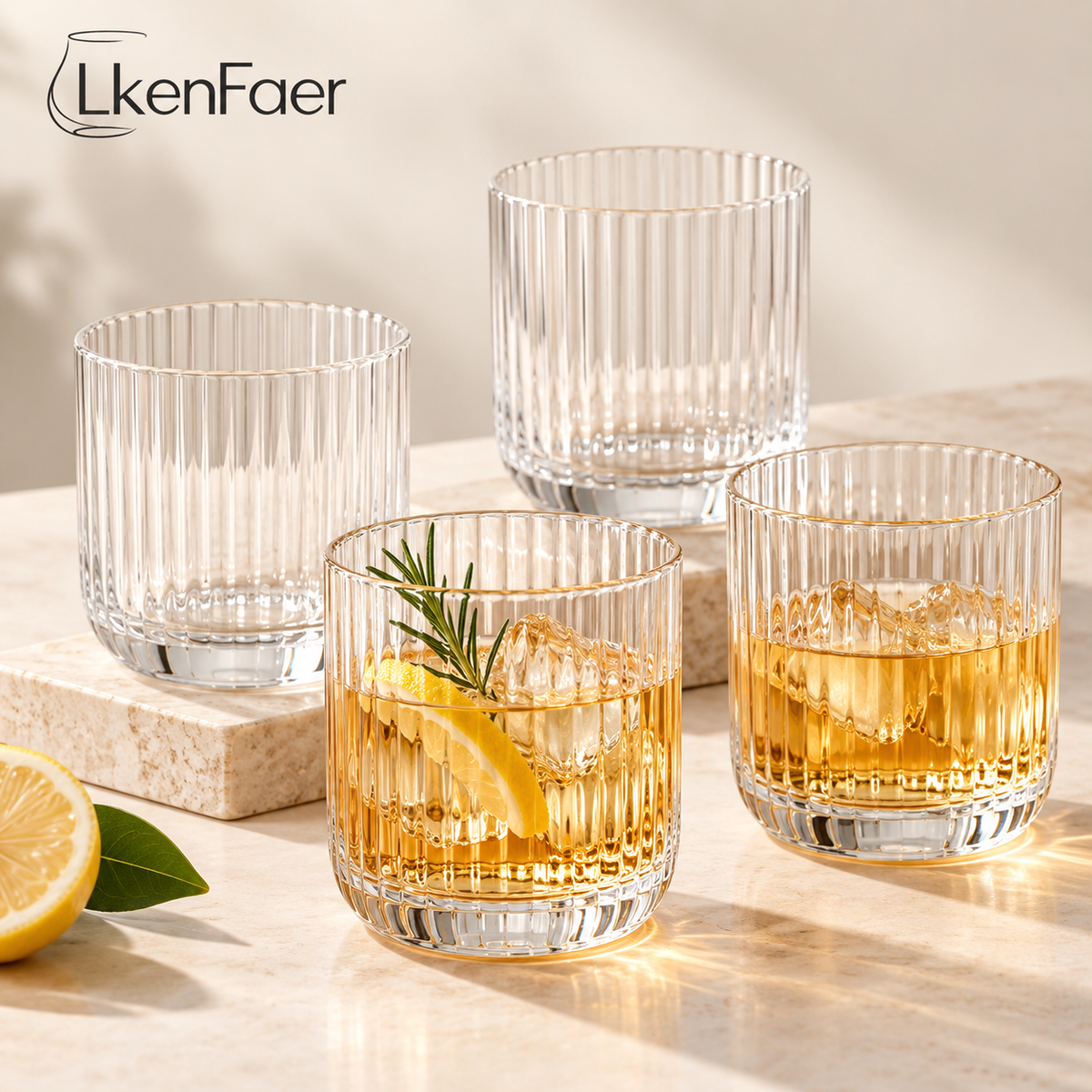 LkenFaer™ Ribbed Glass Tumbler Set