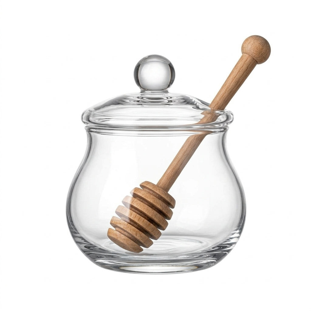 LkenFaer™ Glass Honey Jar with Dipper