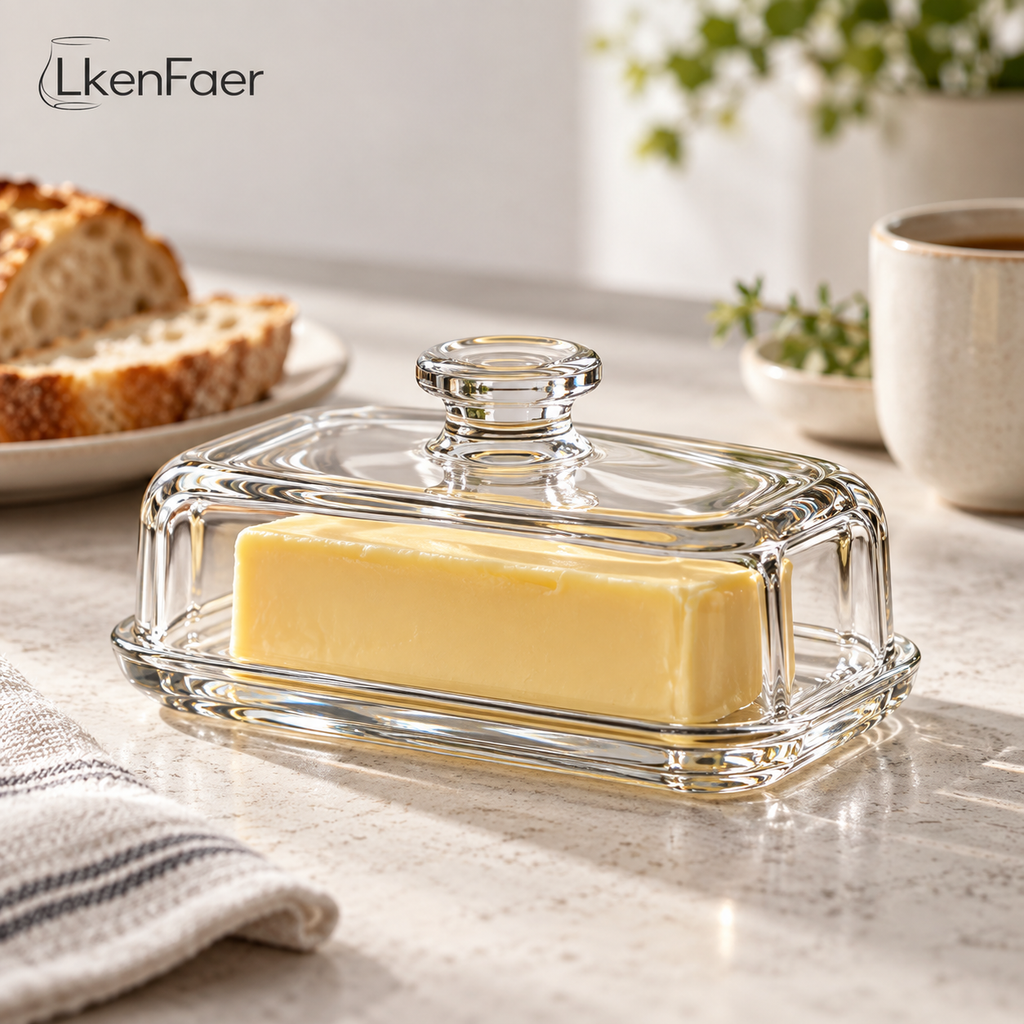 LkenFaer™ Clear Glass Butter Dish with Lid