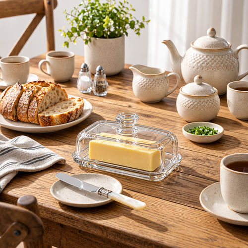 LkenFaer™ Clear Glass Butter Dish with Lid