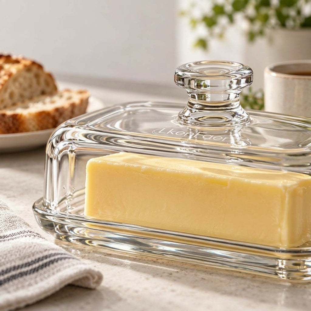 LkenFaer™ Clear Glass Butter Dish with Lid