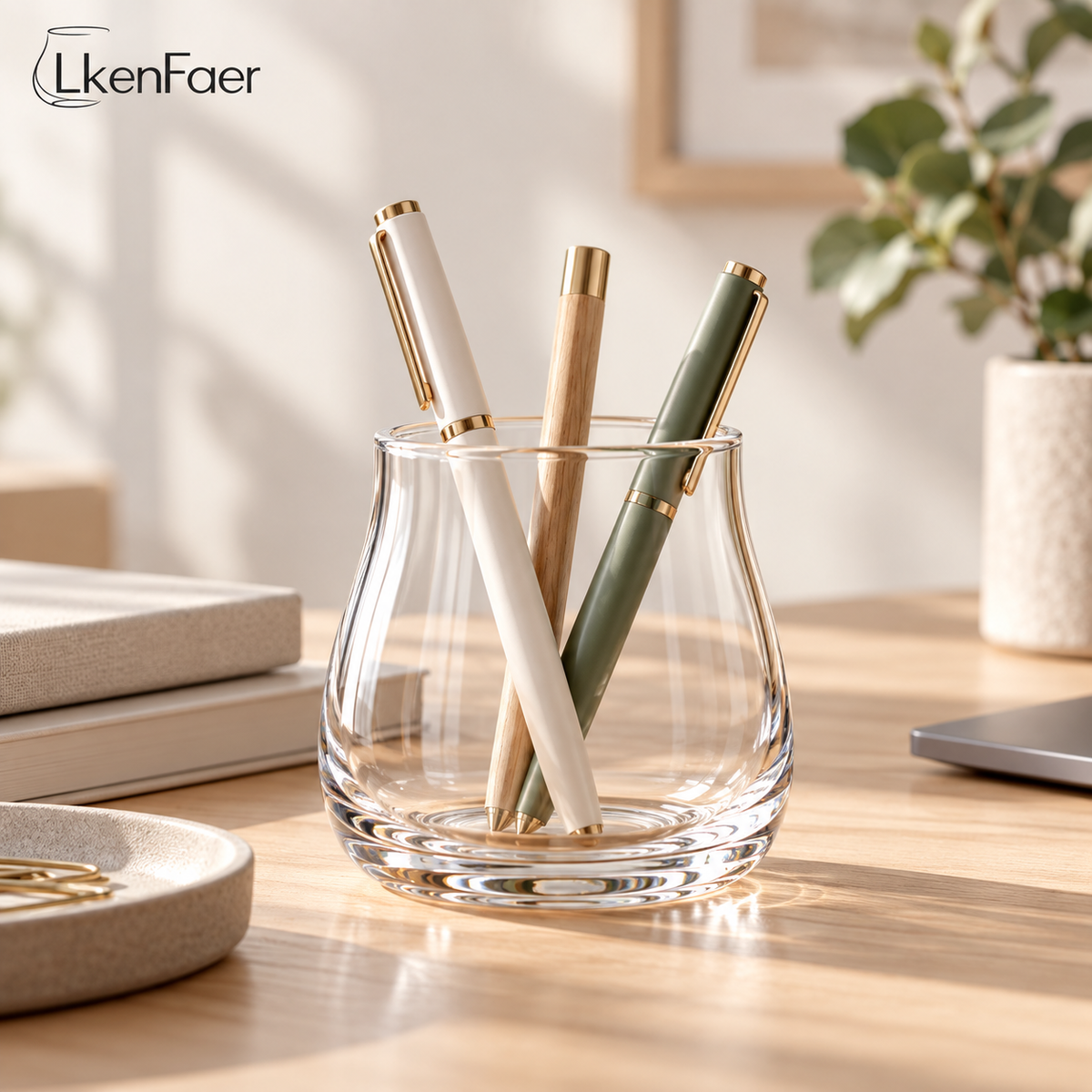 LkenFaer™ Sculpted Glass Pen Holder