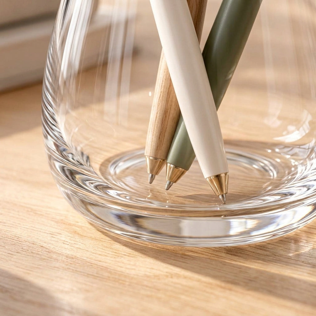 LkenFaer™ Sculpted Glass Pen Holder