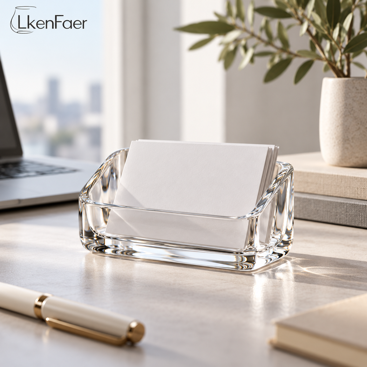 LkenFaer™ Clear Glass Business Card Holder