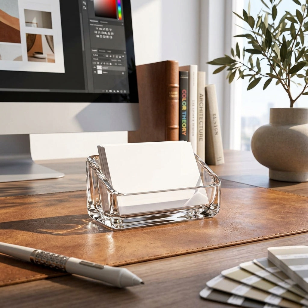 LkenFaer™ Clear Glass Business Card Holder
