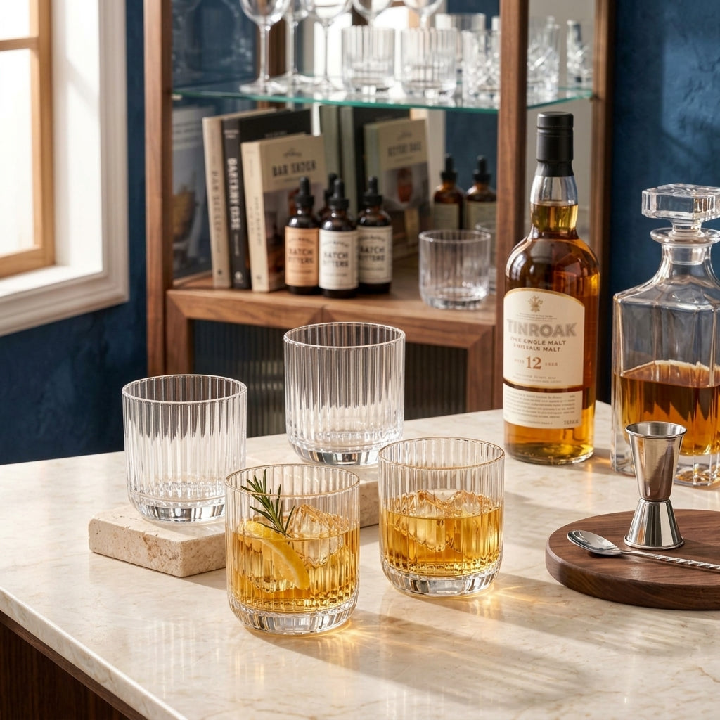 LkenFaer™ Ribbed Glass Tumbler Set