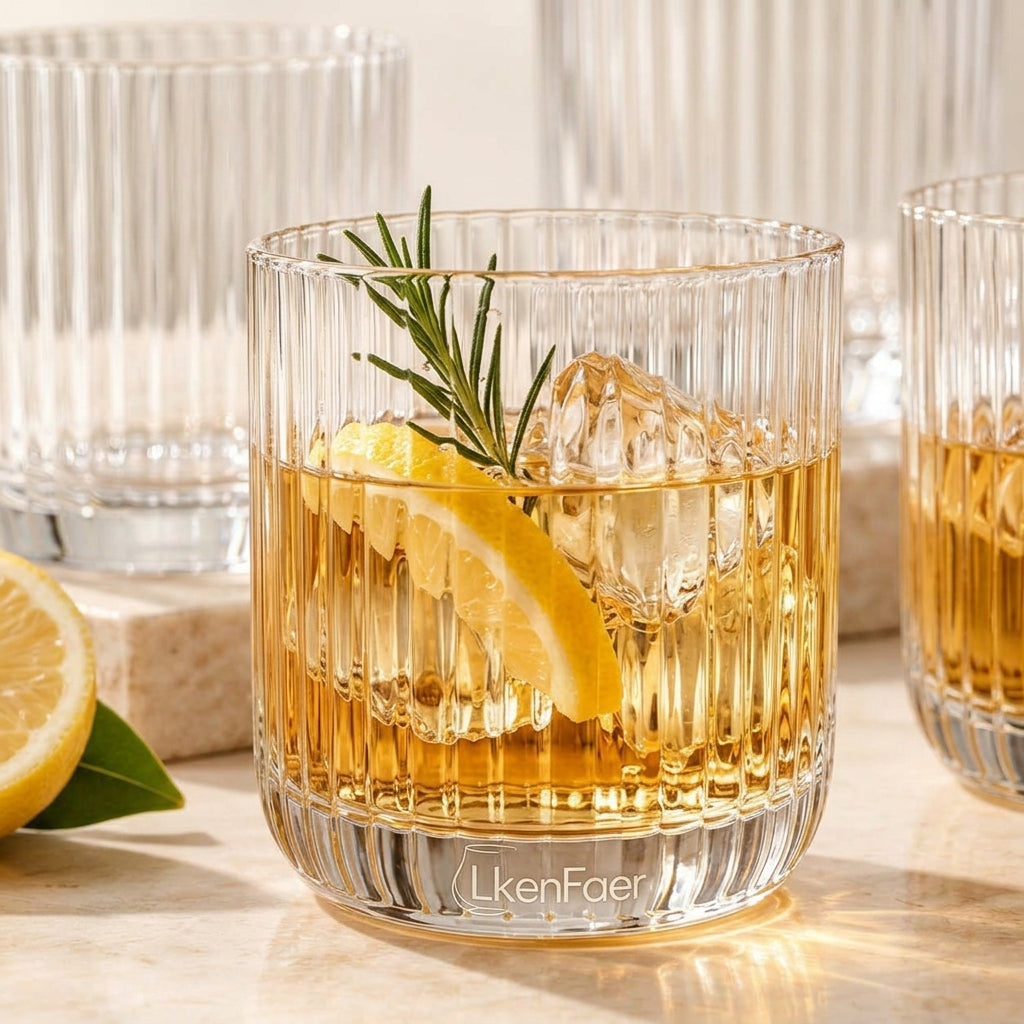 LkenFaer™ Ribbed Glass Tumbler Set