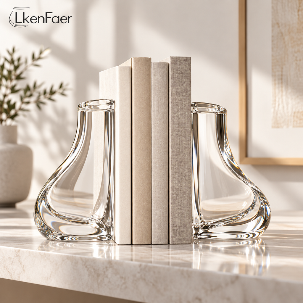 LkenFaer™ Sculptural Glass Bookend Set