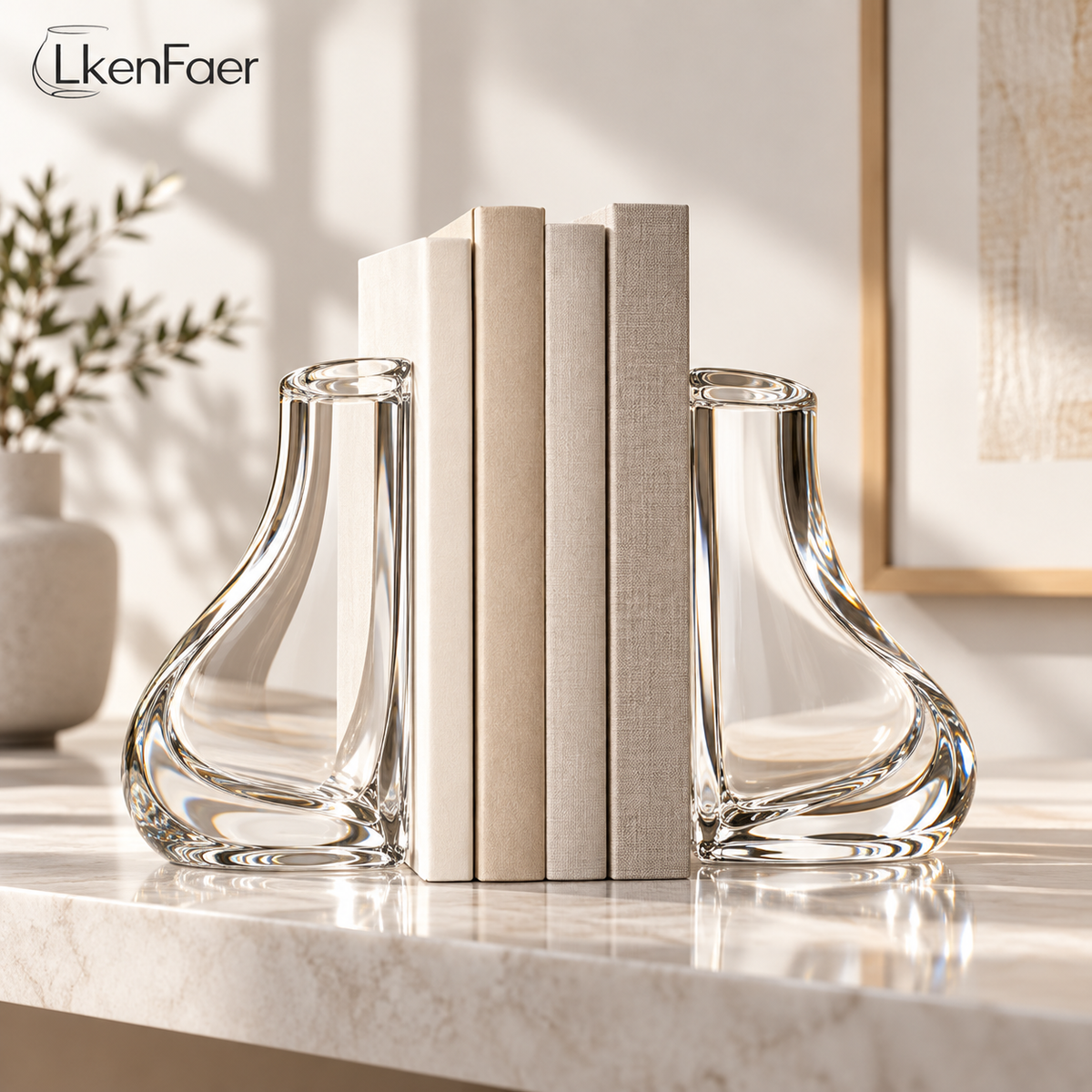 LkenFaer™ Sculptural Glass Bookend Set