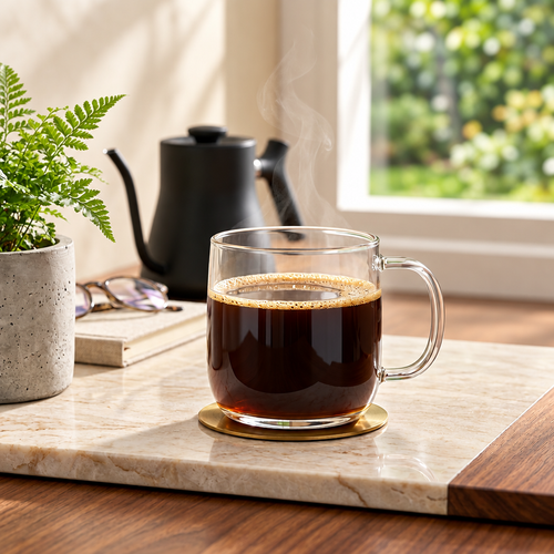 LkenFaer™ Clear Glass Coffee Mug