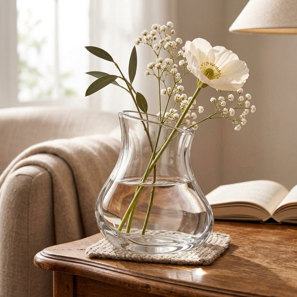 LkenFaer™ Sculpted Clear Glass Bud Vase