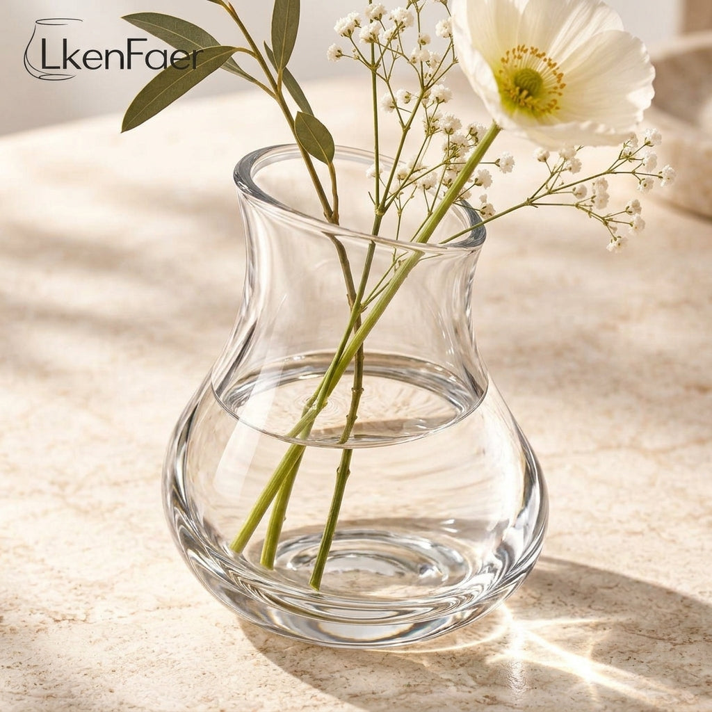 LkenFaer™ Sculpted Clear Glass Bud Vase