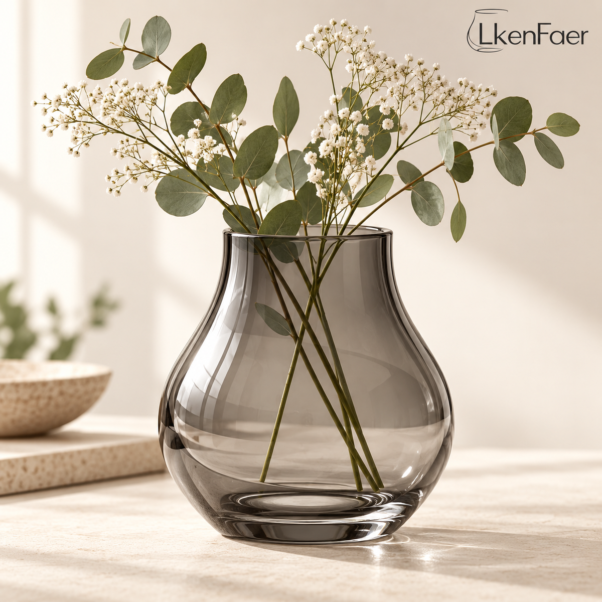 LkenFaer™ Smoke Gray Glass Vase