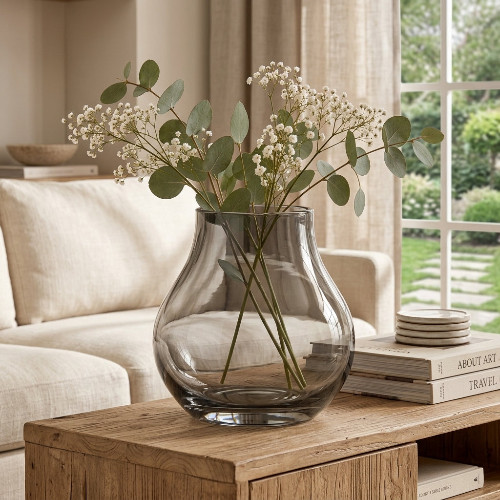 LkenFaer™ Smoke Gray Glass Vase