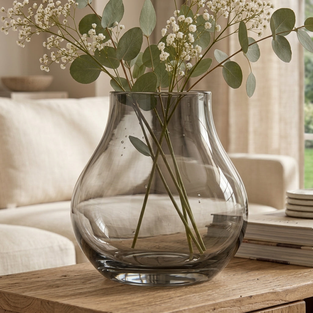 LkenFaer™ Smoke Gray Glass Vase